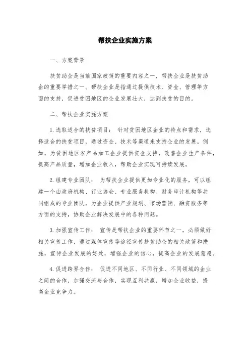 帮扶企业实施方案