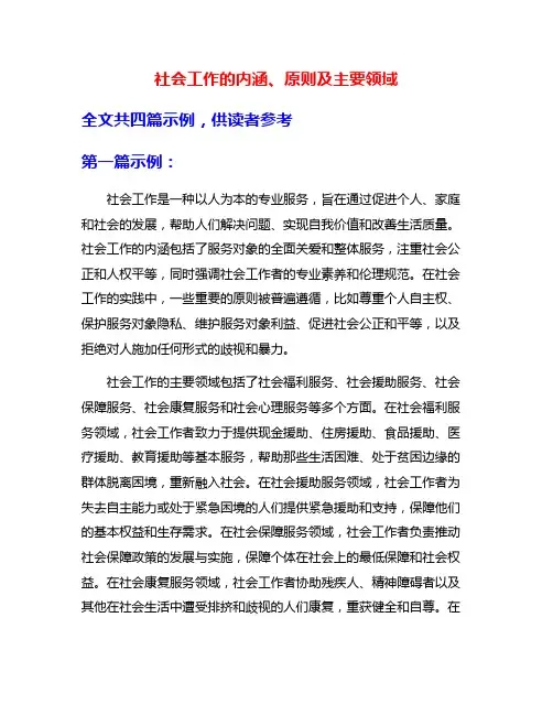 社会工作的内涵、原则及主要领域