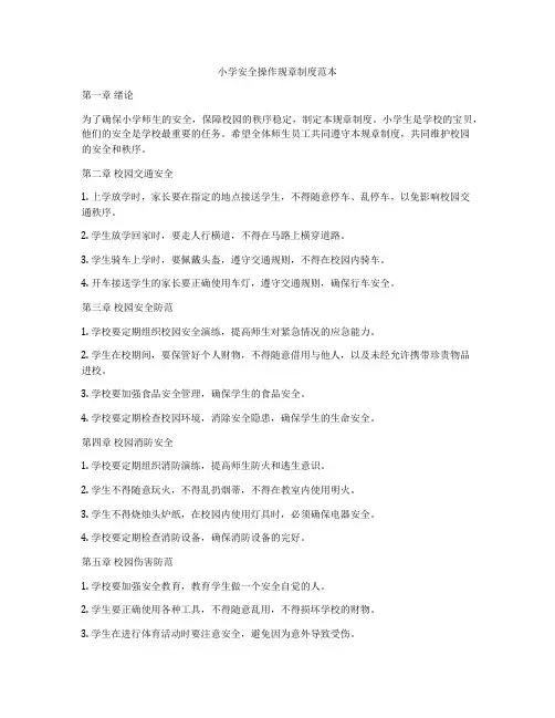 小学安全操作规章制度范本