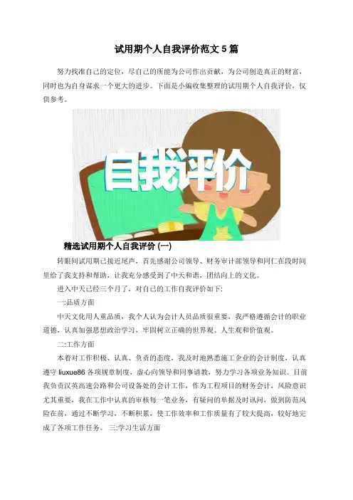 试用期个人自我评价范文5篇