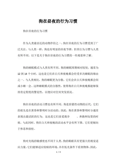 狗在昼夜的行为习惯