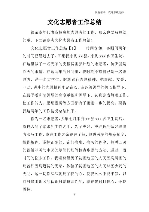 文化志愿者工作总结