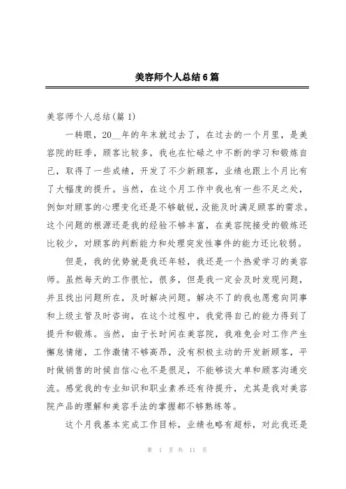 美容师个人总结6篇