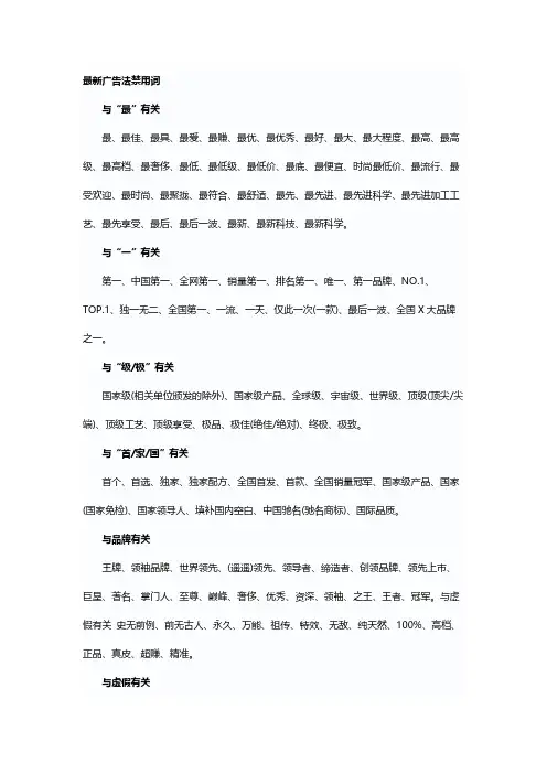 最新广告法及广告法禁用词