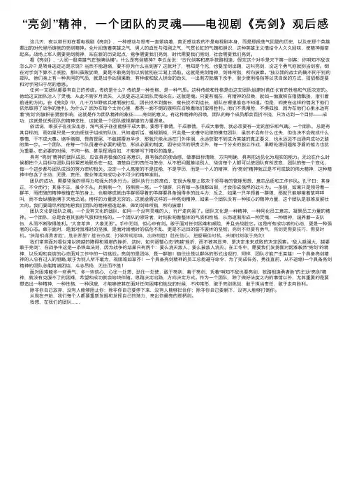 “亮剑”精神，一个团队的灵魂——电视剧《亮剑》观后感