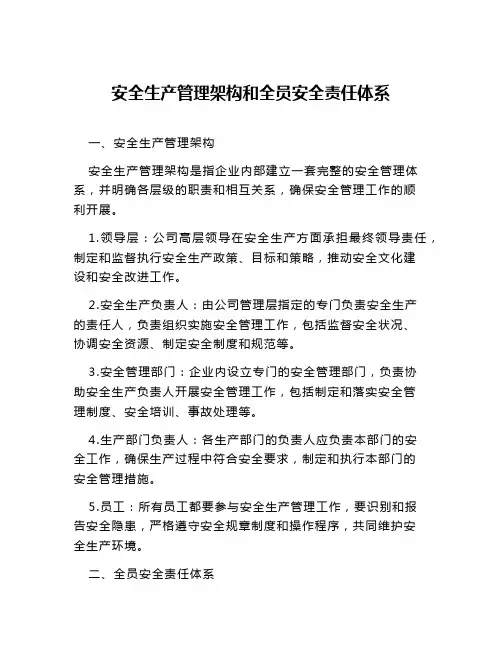 安全生产管理架构和全员安全责任体系