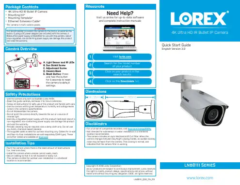 洛杉矶科技公司Lorex 4K超高清红外子弹网络摄像机LNB8111_QSG_EN_R3快速入门指南
