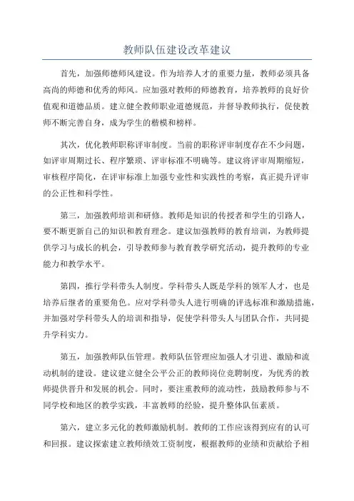 教师队伍建设改革建议