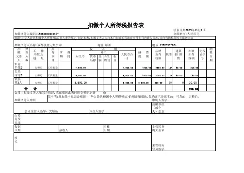个人所得税申报表