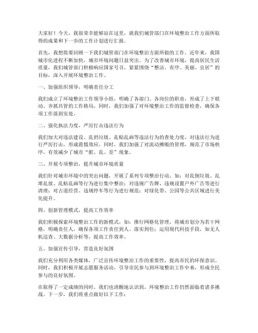 发言稿范文城管环境整治