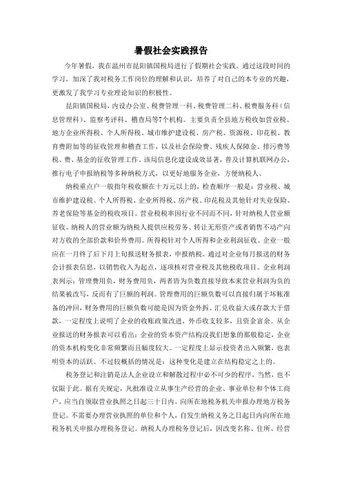 大学暑期社会实践报告——税务局 2