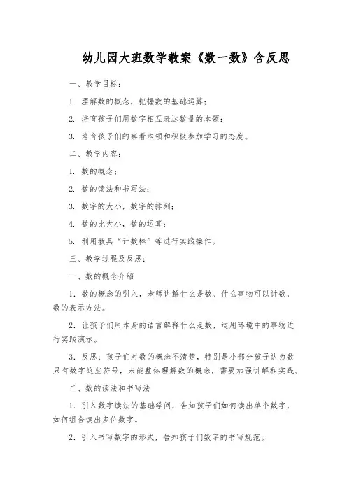幼儿园大班数学教案《数一数》含反思