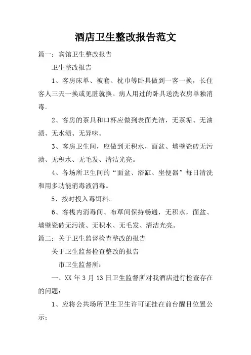 酒店卫生整改报告范文doc