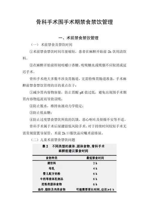骨科手术围手术期禁食禁饮管理