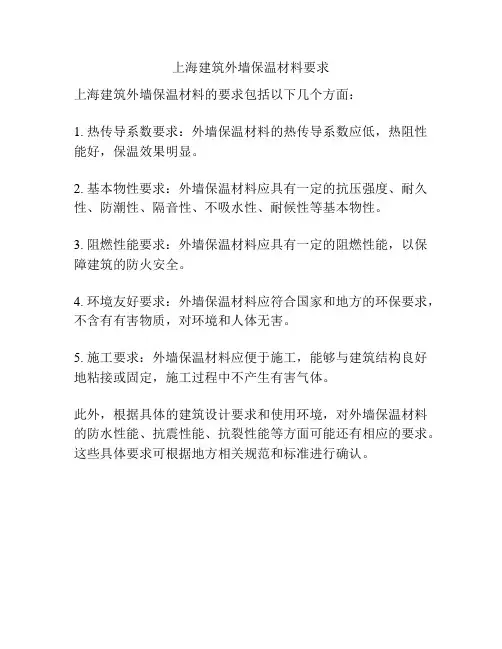 上海建筑外墙保温材料要求