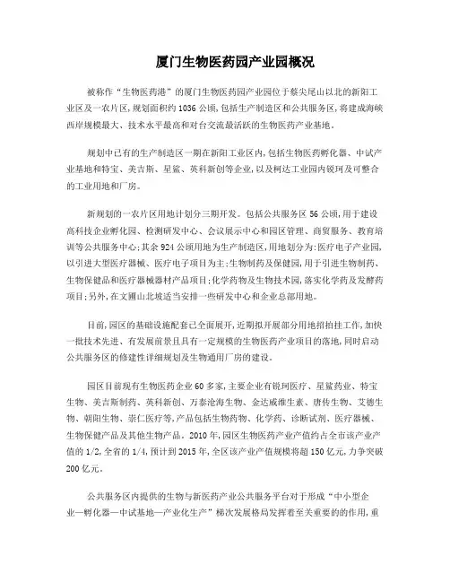 厦门生物医药园产业园概况
