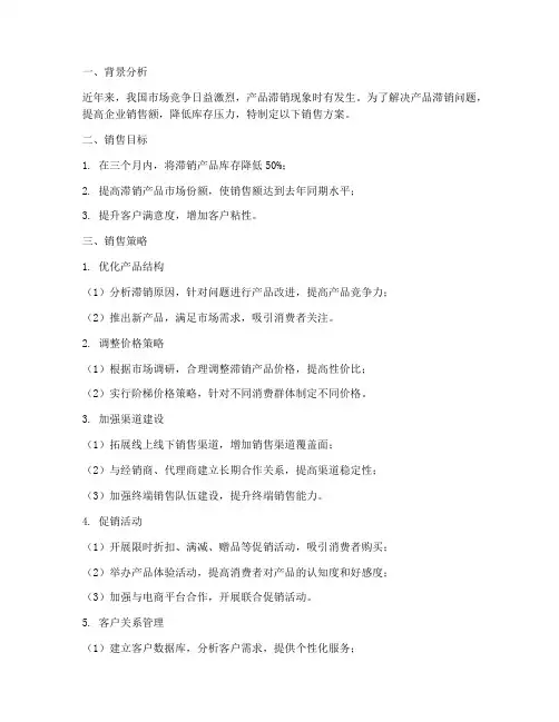 产品滞销销售方案
