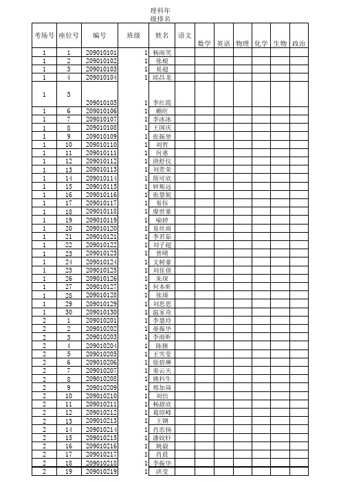 中学成绩统计表模板