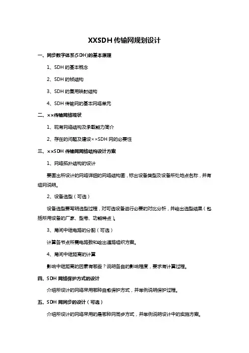 XXSDH传输网规划设计