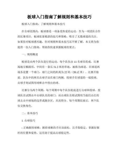 板球入门指南了解规则和基本技巧