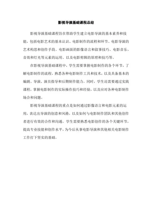 影视导演基础课程总结