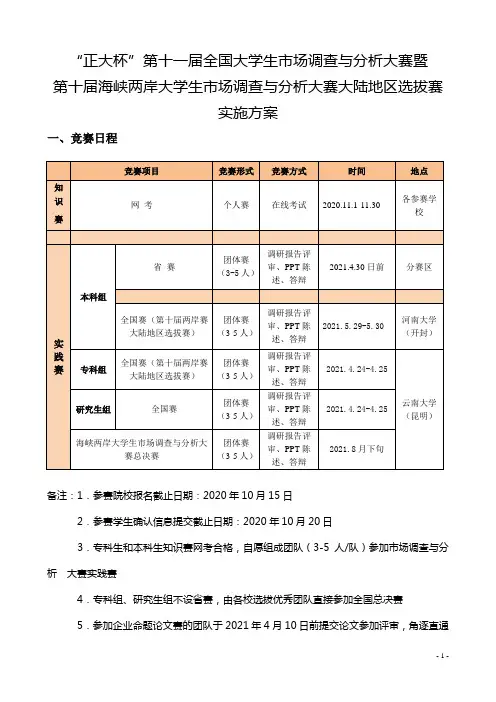 正大杯第十一届全国大学生市场调查与分析大赛暨