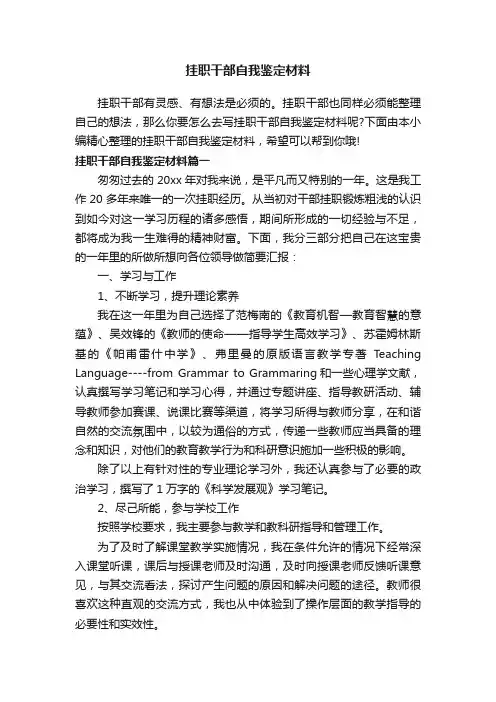 挂职干部自我鉴定材料