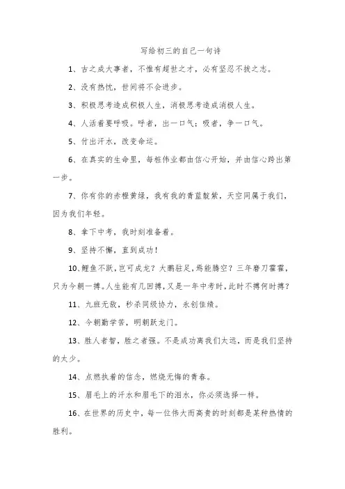 写给初三的自己一句诗