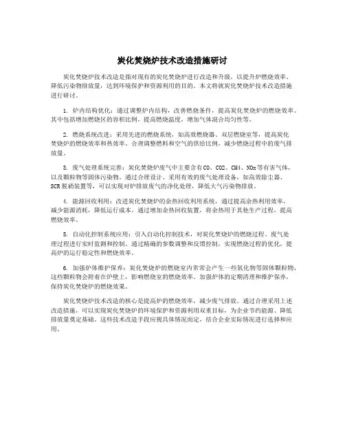 炭化焚烧炉技术改造措施研讨