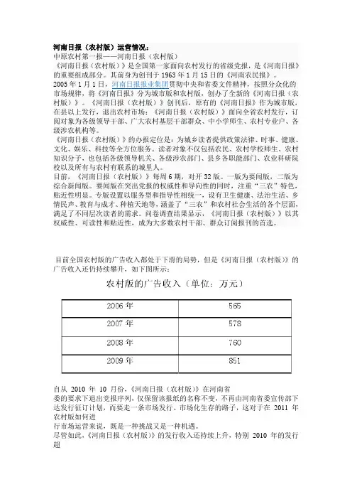 河南日报(农村版)运营情况