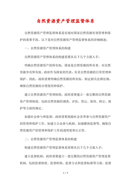 自然资源资产管理监督体系