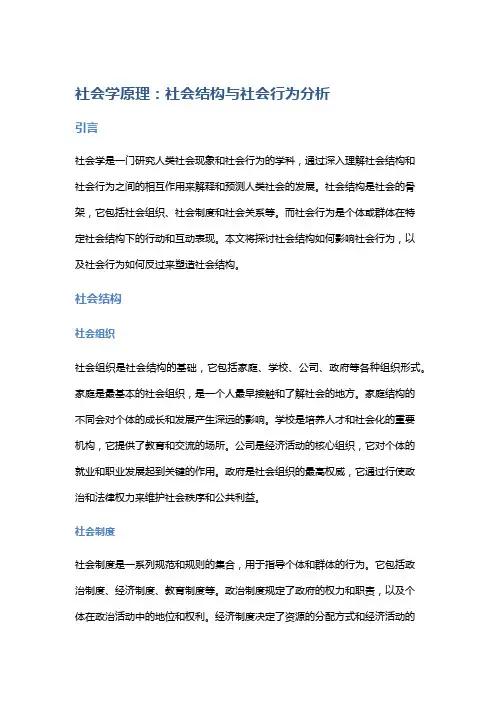社会学原理：社会结构与社会行为分析