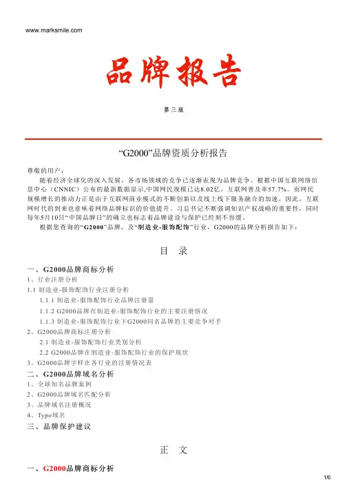 G2000的品牌资质分析报告