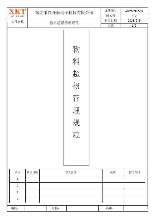 物料损耗管理规范