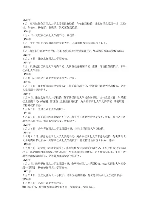 西北大学历任校长