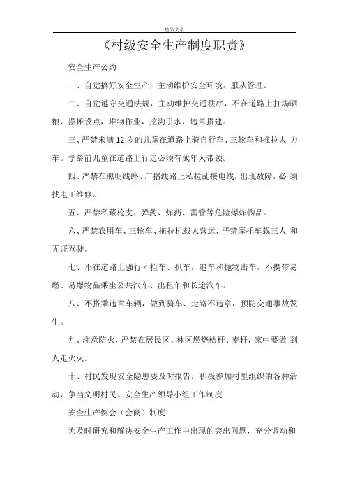 《村级安全生产制度职责》