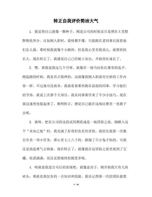 转正自我评价简洁大气