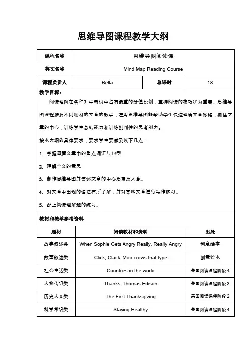 思维导图课程教学大纲