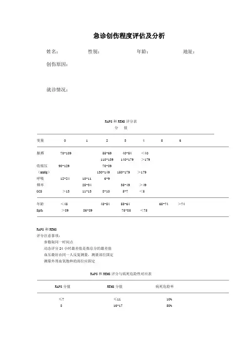 急诊创伤程度评估及分析