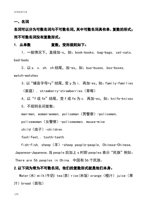 小学英语名词变复数讲解和练习