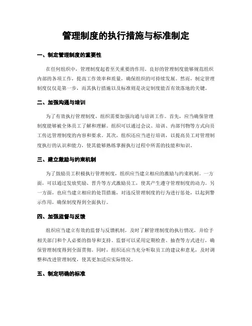 管理制度的执行措施与标准制定