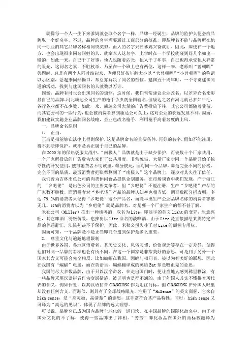 品牌命名原则、策略及程序