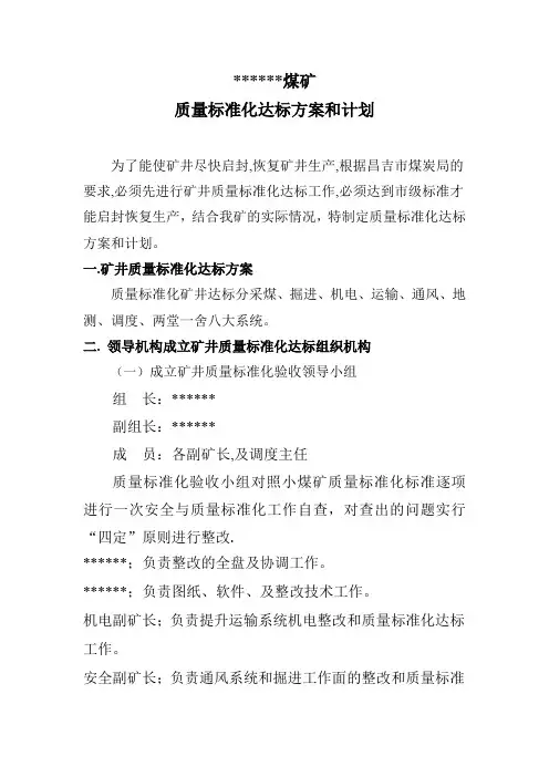 煤矿质量标准化方案及计划
