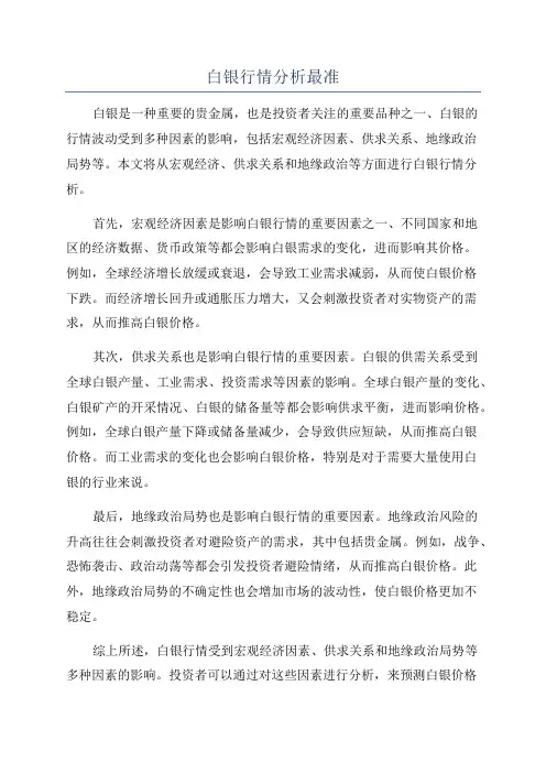 白银行情分析最准