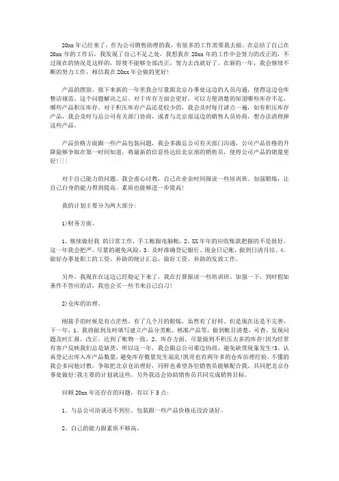 2020销售公司销售经理的工作计划5篇