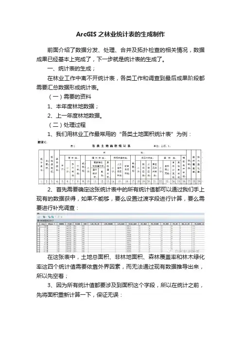 ArcGIS之林业统计表的生成制作
