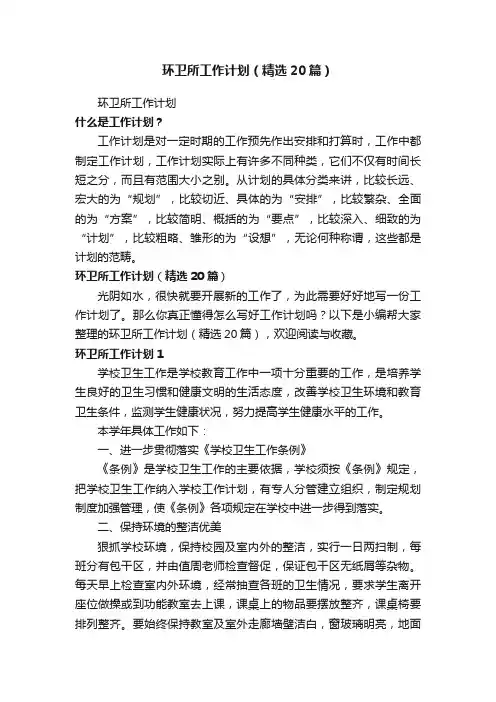 环卫所工作计划（精选20篇）