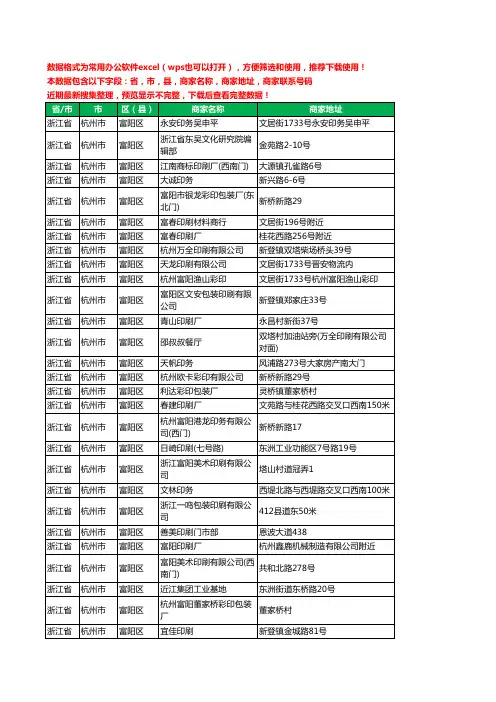 2020新版浙江省杭州市富阳区印刷工商企业公司商家名录名单黄页联系电话号码地址大全86家