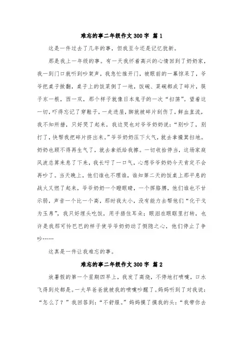 二年级作文难忘的一件事300字