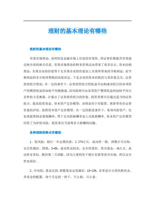 理财的基本理论有哪些